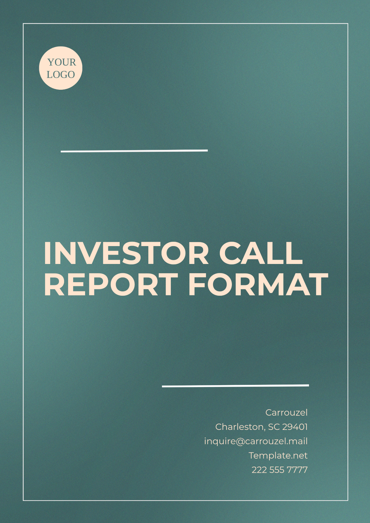 Free Investor Call Report Format Template