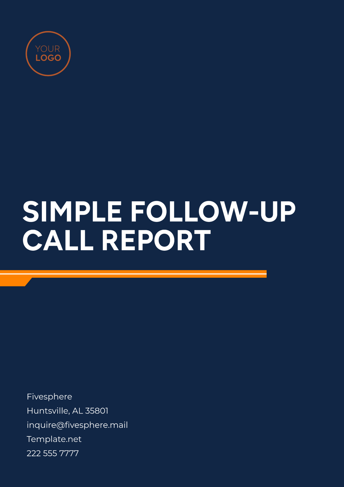 Free Simple Follow-Up Call Report Template