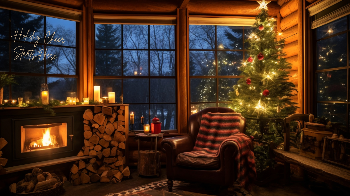 Free Christmas Tree and Fireplace Background Template - Edit Online & Download