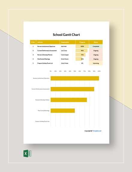Free Simple School Gantt Chart Template - Excel