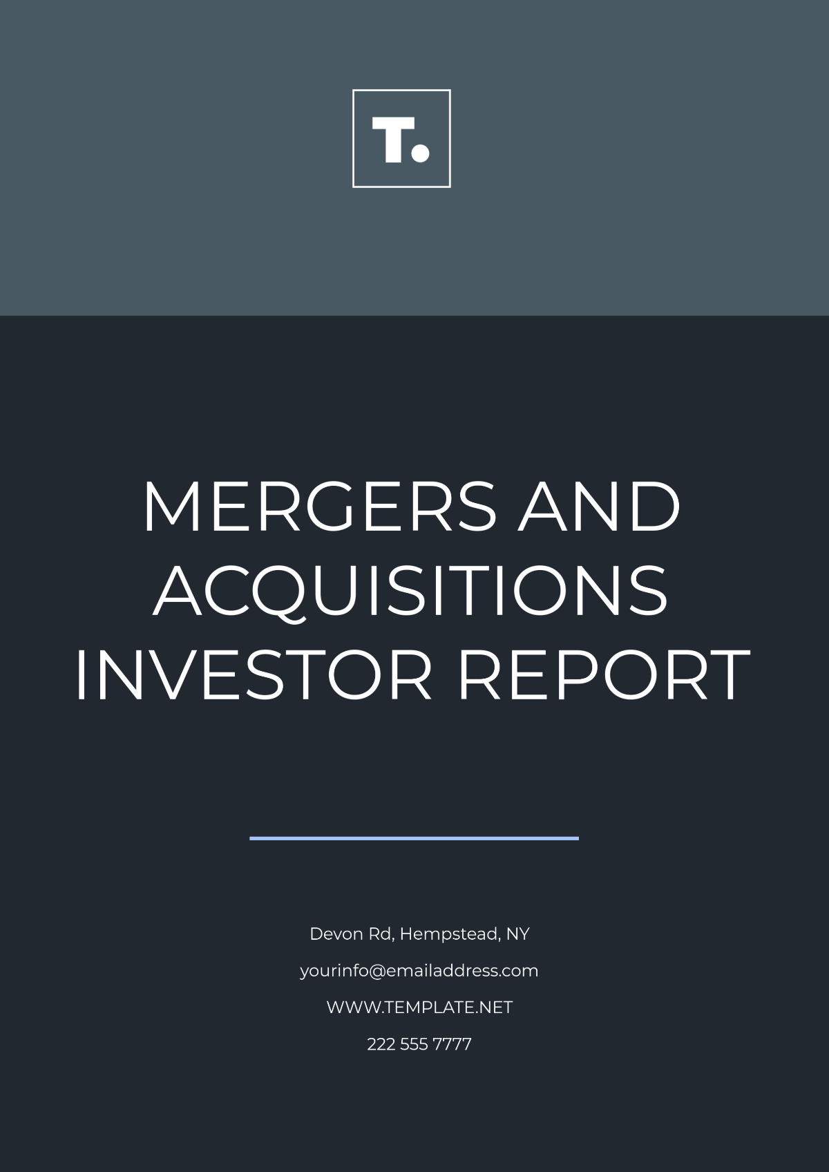 Mergers and Acquisitions Investor Report Template - Edit Online & Download