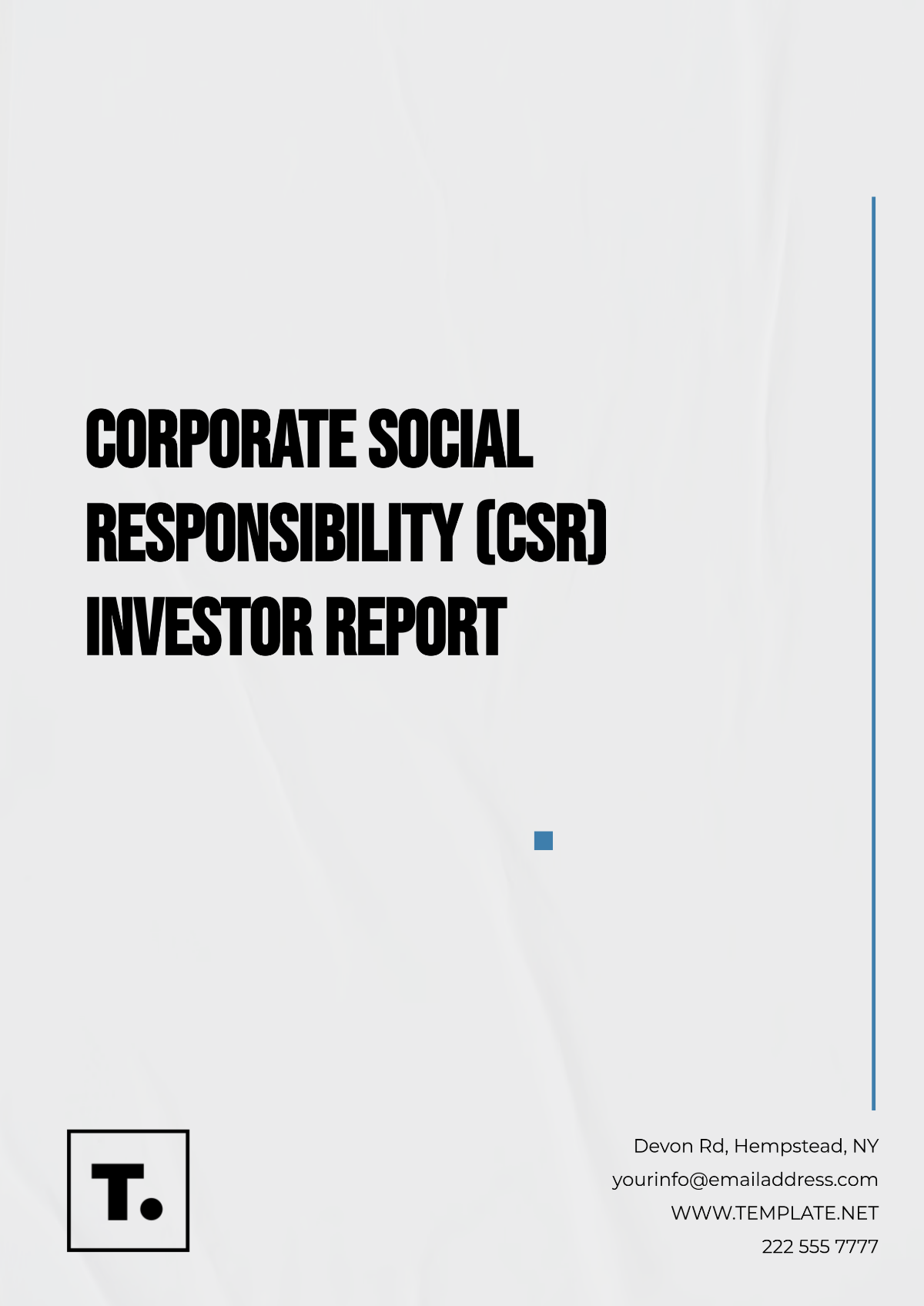 Corporate Social Responsibility (CSR) Investor Report Template - Edit Online & Download