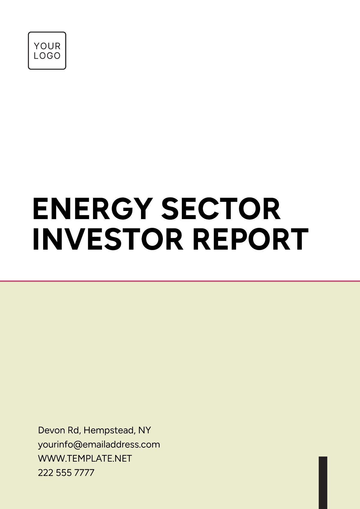 Energy Sector Investor Report Template - Edit Online & Download