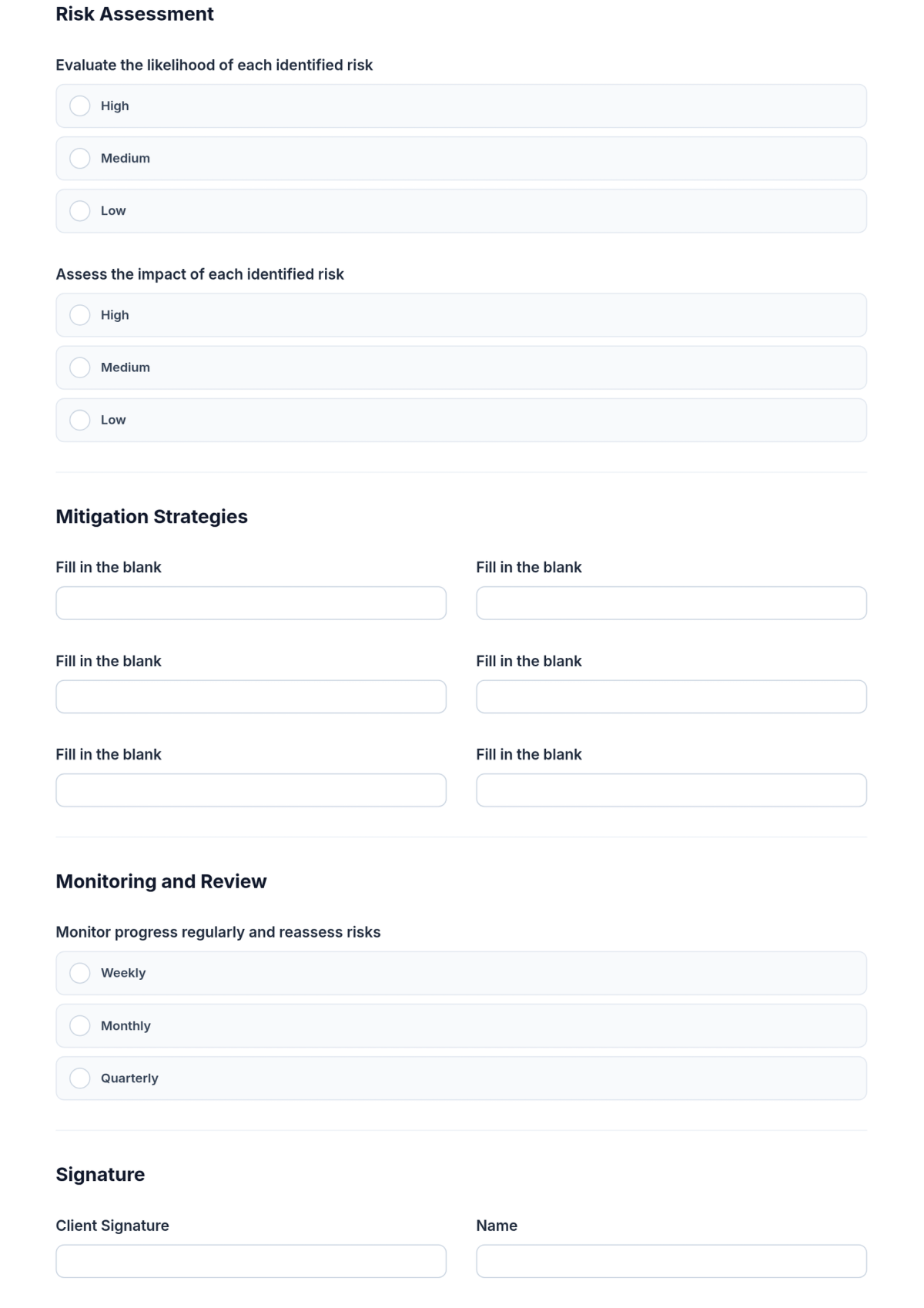 Free Risk Management Checklist Form Template & AI Maker Free Risk Management Checklist Form Template & AI Maker
