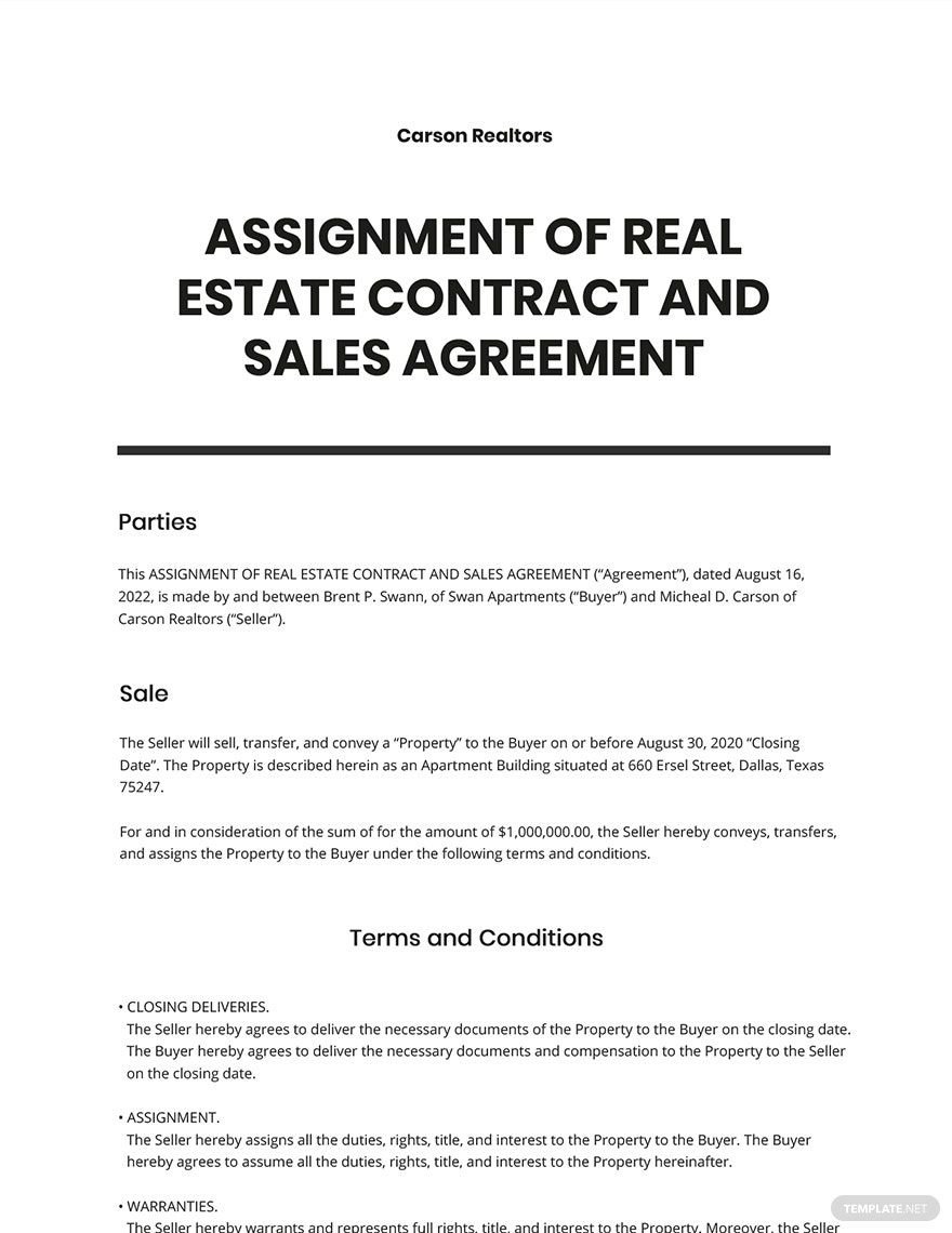 assignment of contracts real estate