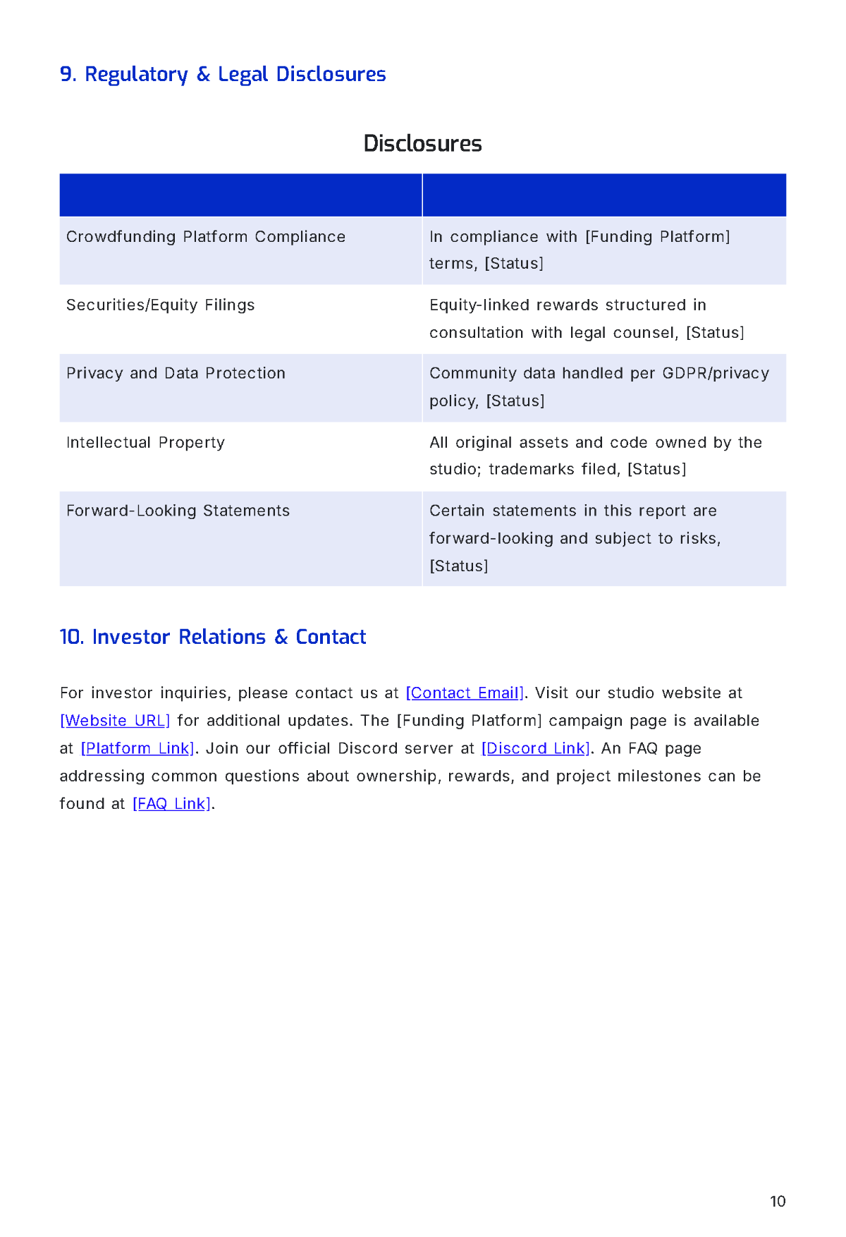 Free Crowdfunding Investor Report Template to Edit Online