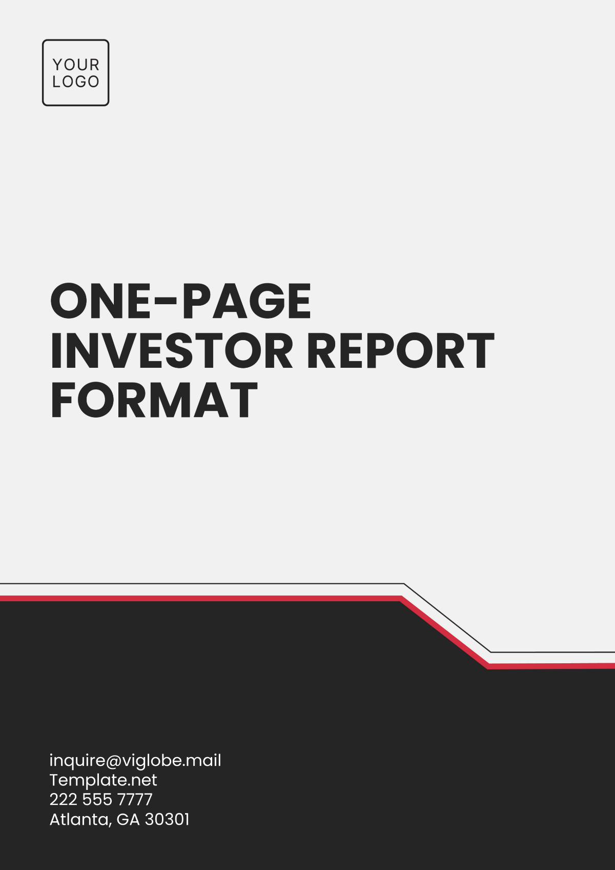 One-Page Investor Report Format  Template - Edit Online & Download