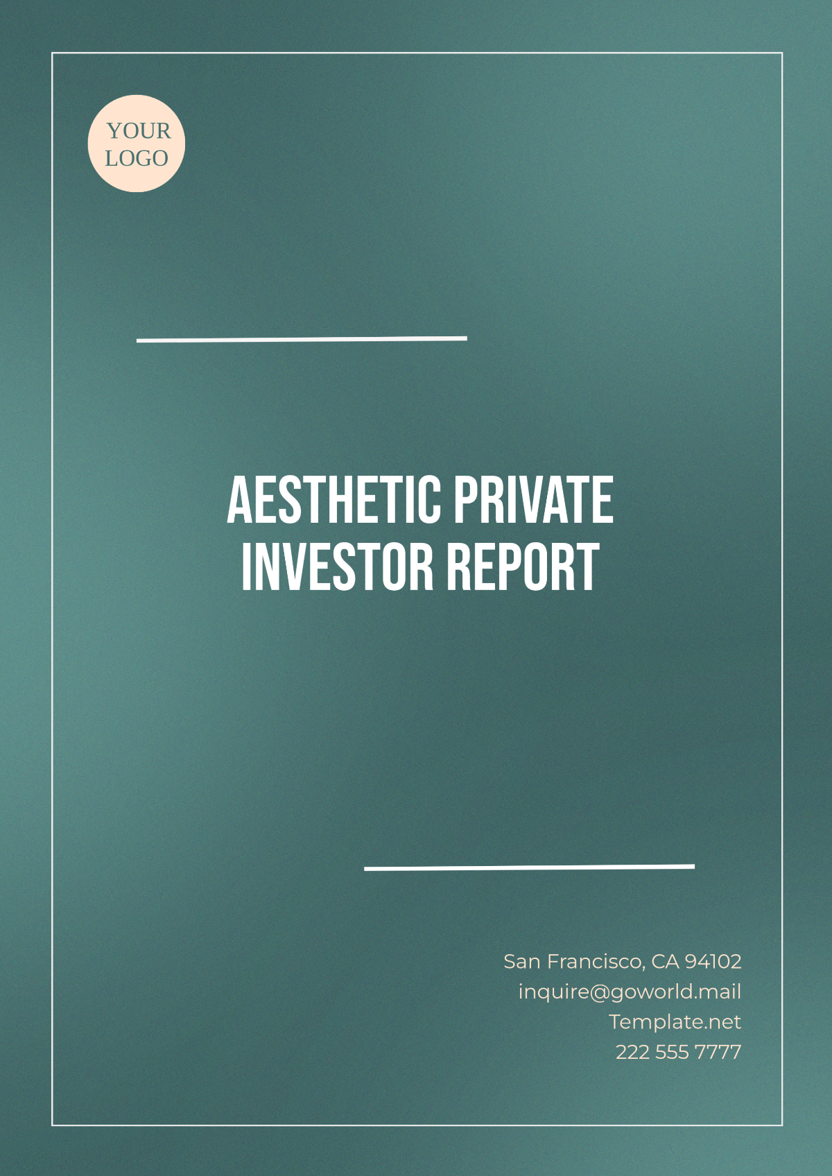 Aesthetic Private Investor Report Template - Edit Online & Download