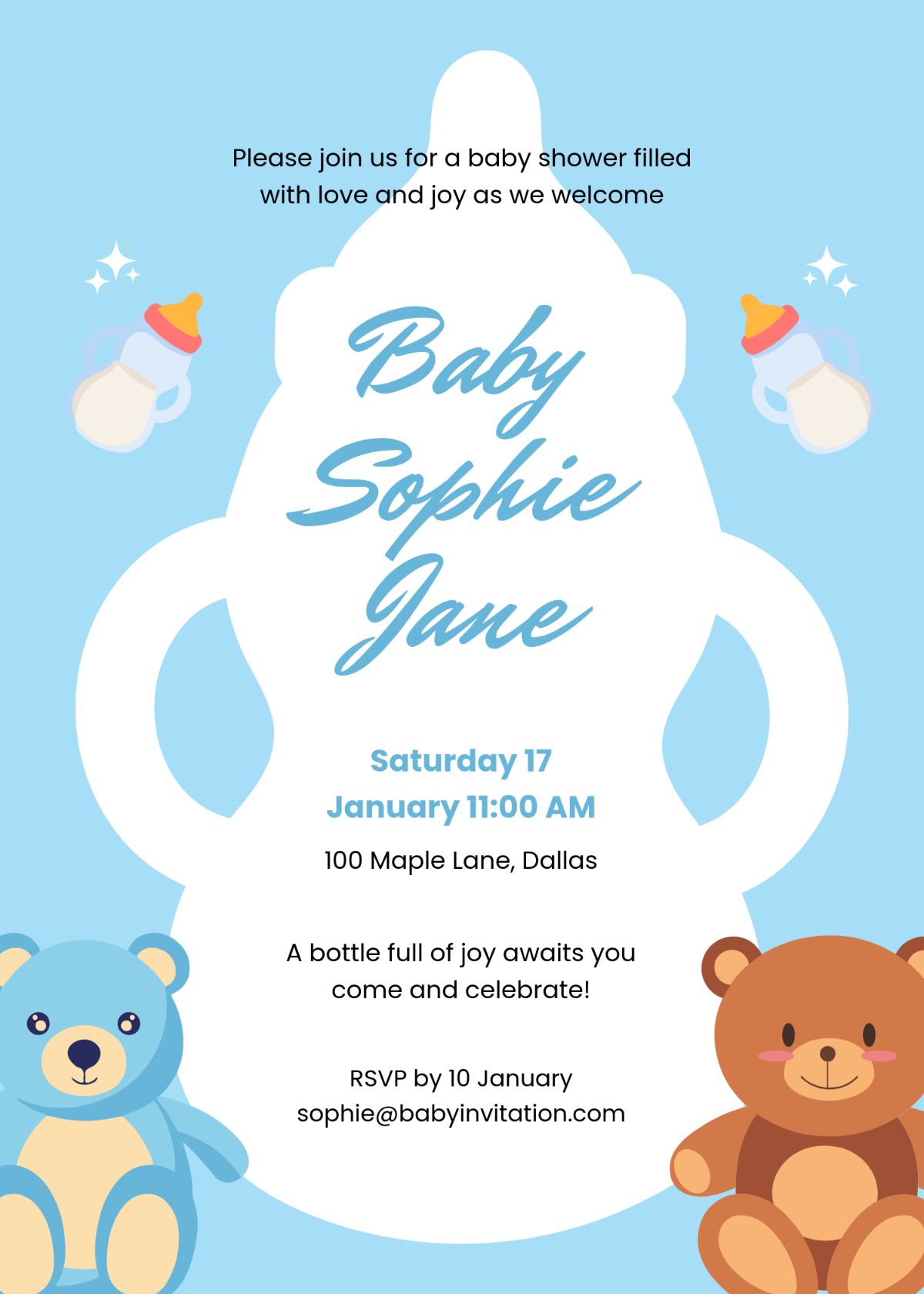 Free Baby Bottle Invitation Template - Edit Online & Download