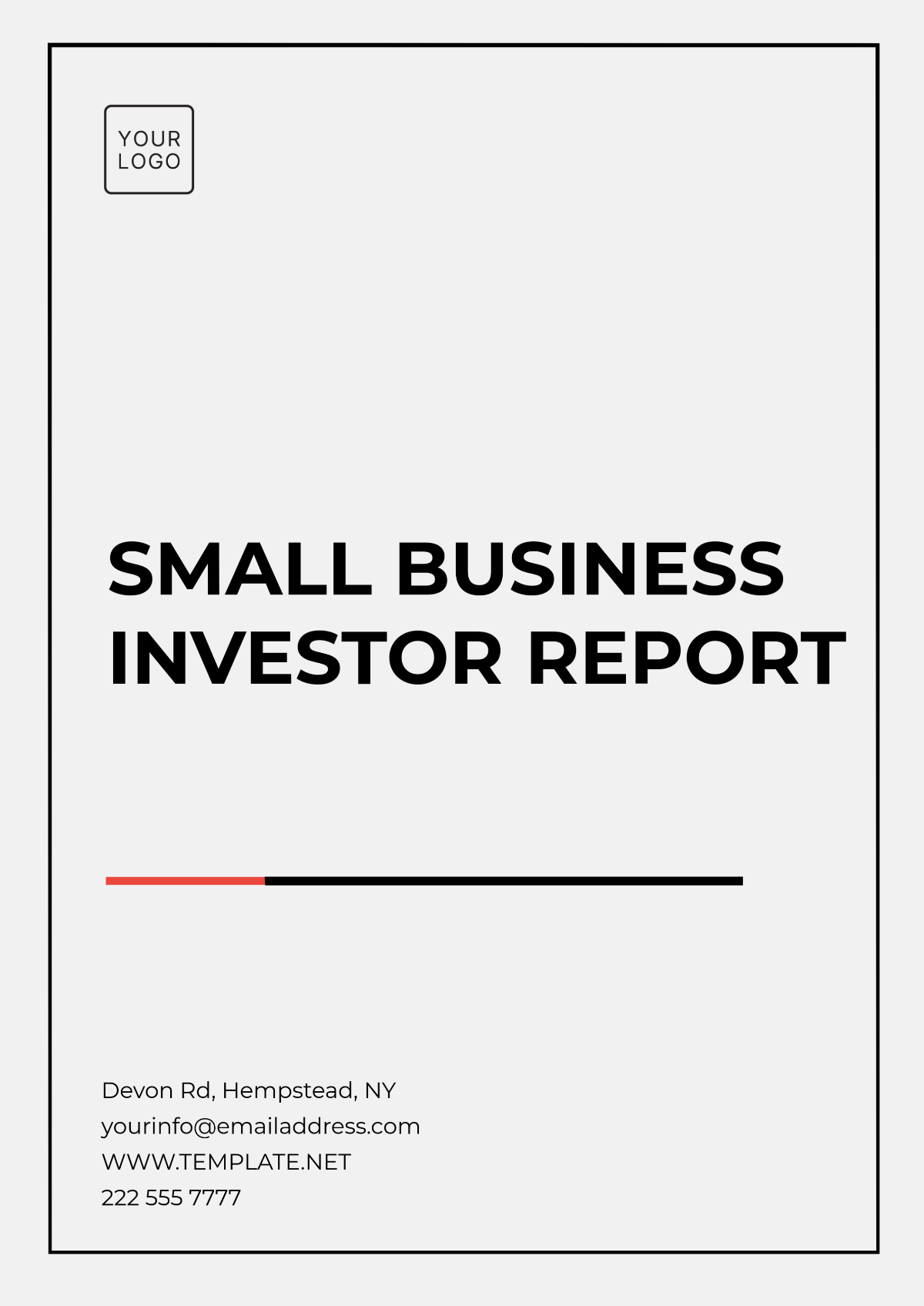 Small Business Investor Report Template - Edit Online & Download