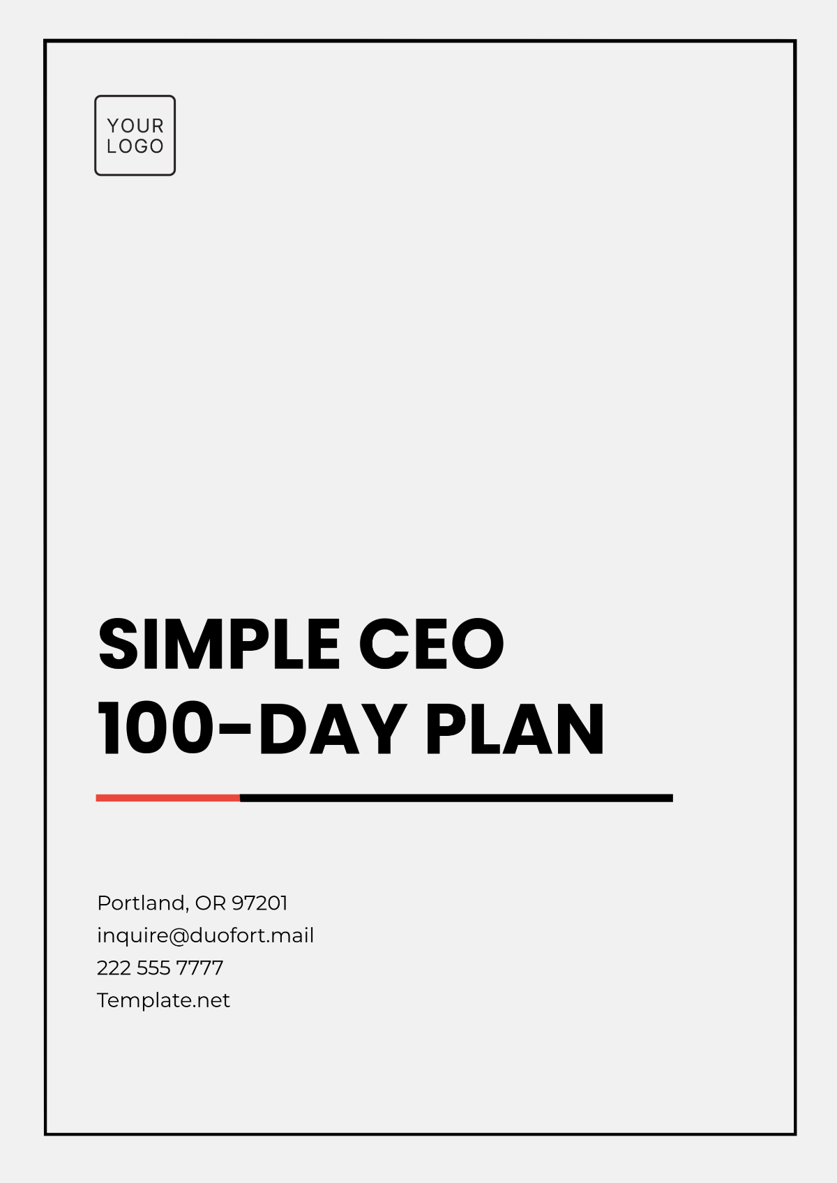 Free Simple CEO 100-Day Plan Template