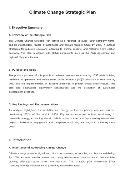 Free Climate Change Strategic Plan Template to Edit Online