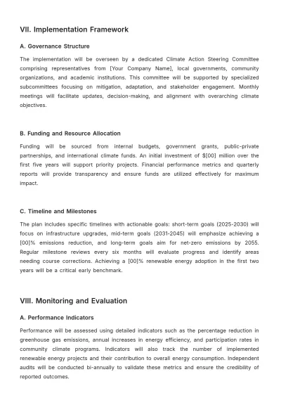 Free Climate Change Strategic Plan Template to Edit Online