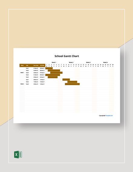 FREE School Gantt Chart Excel - Template Download | Template.net