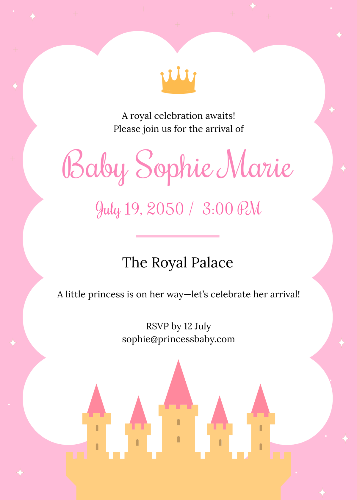 Free Princess Baby Invitation Template - Edit Online & Download