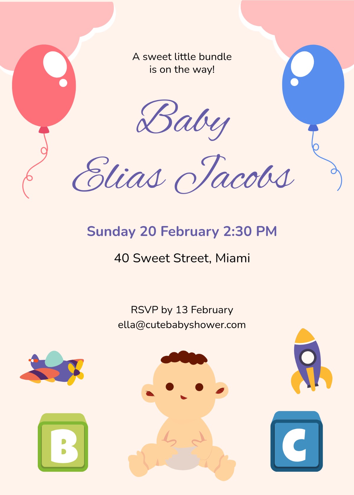 Free Cute Baby Shower Invitation Template - Edit Online & Download