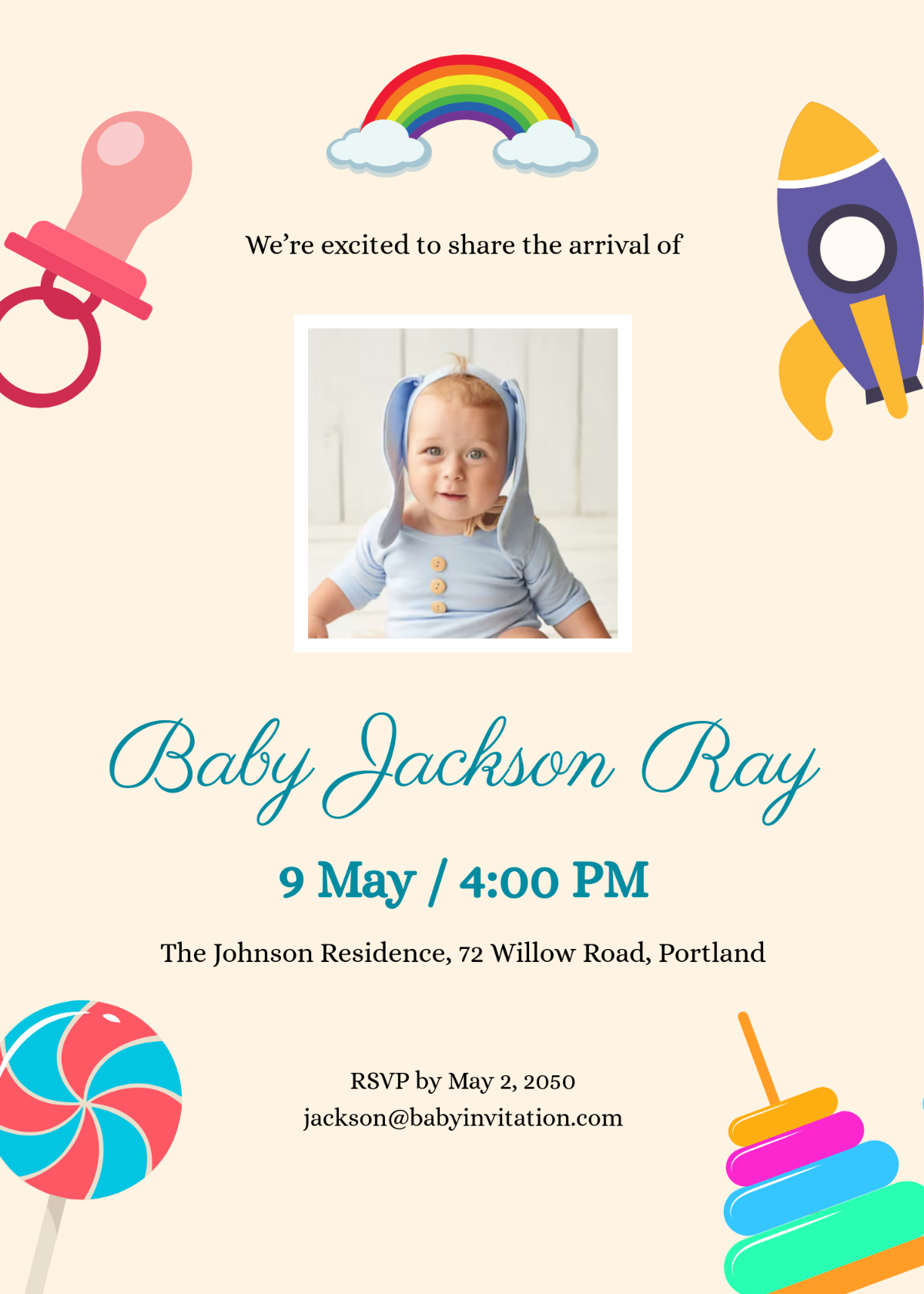 Free Custom Baby Invitation Template - Edit Online & Download