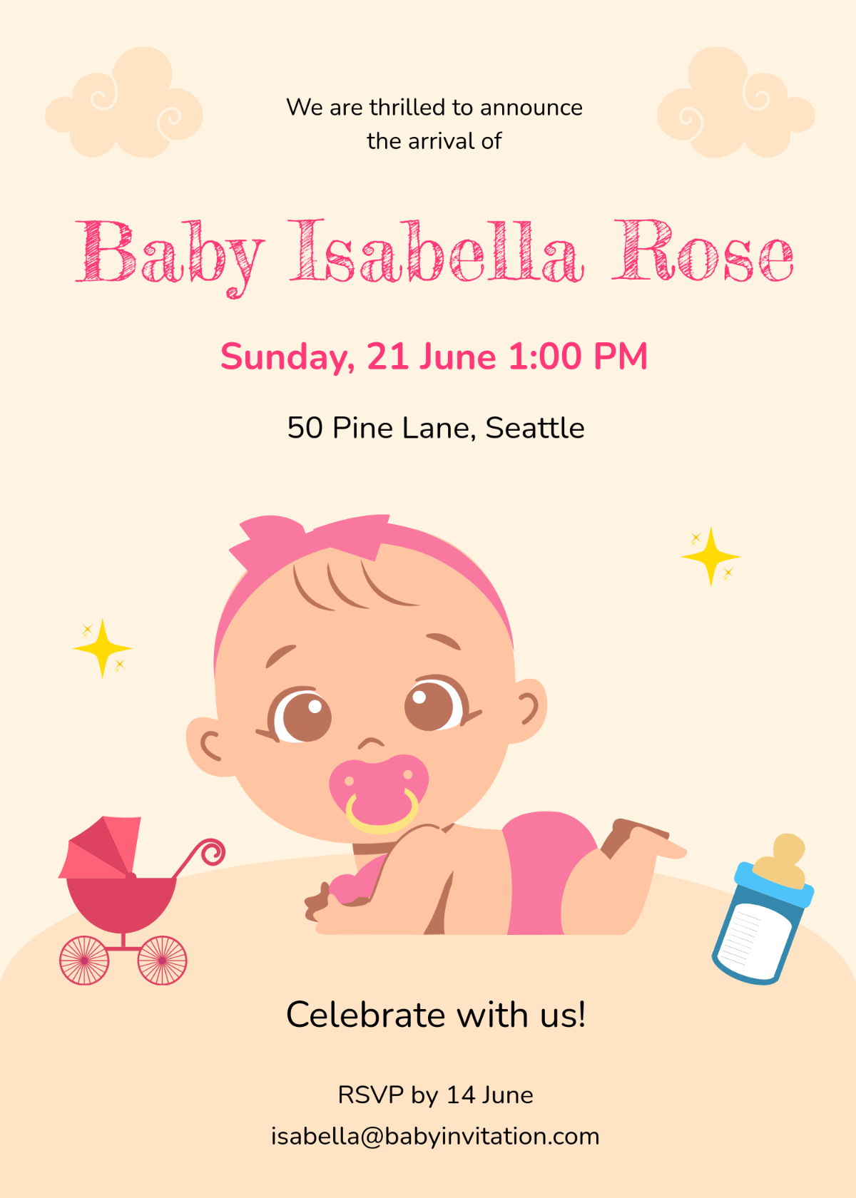 Free Professional Digital Baby Invitation Template