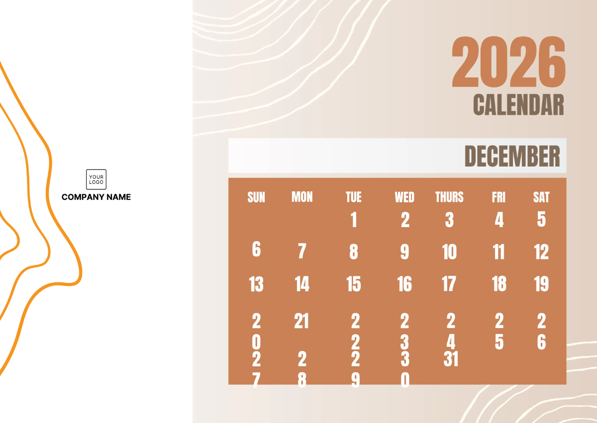 Free 2026 Monthly Calendar Template to Edit Online