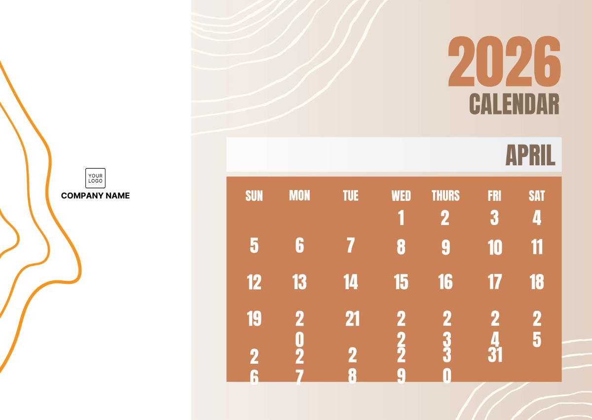 Free 2026 Monthly Calendar Template to Edit Online