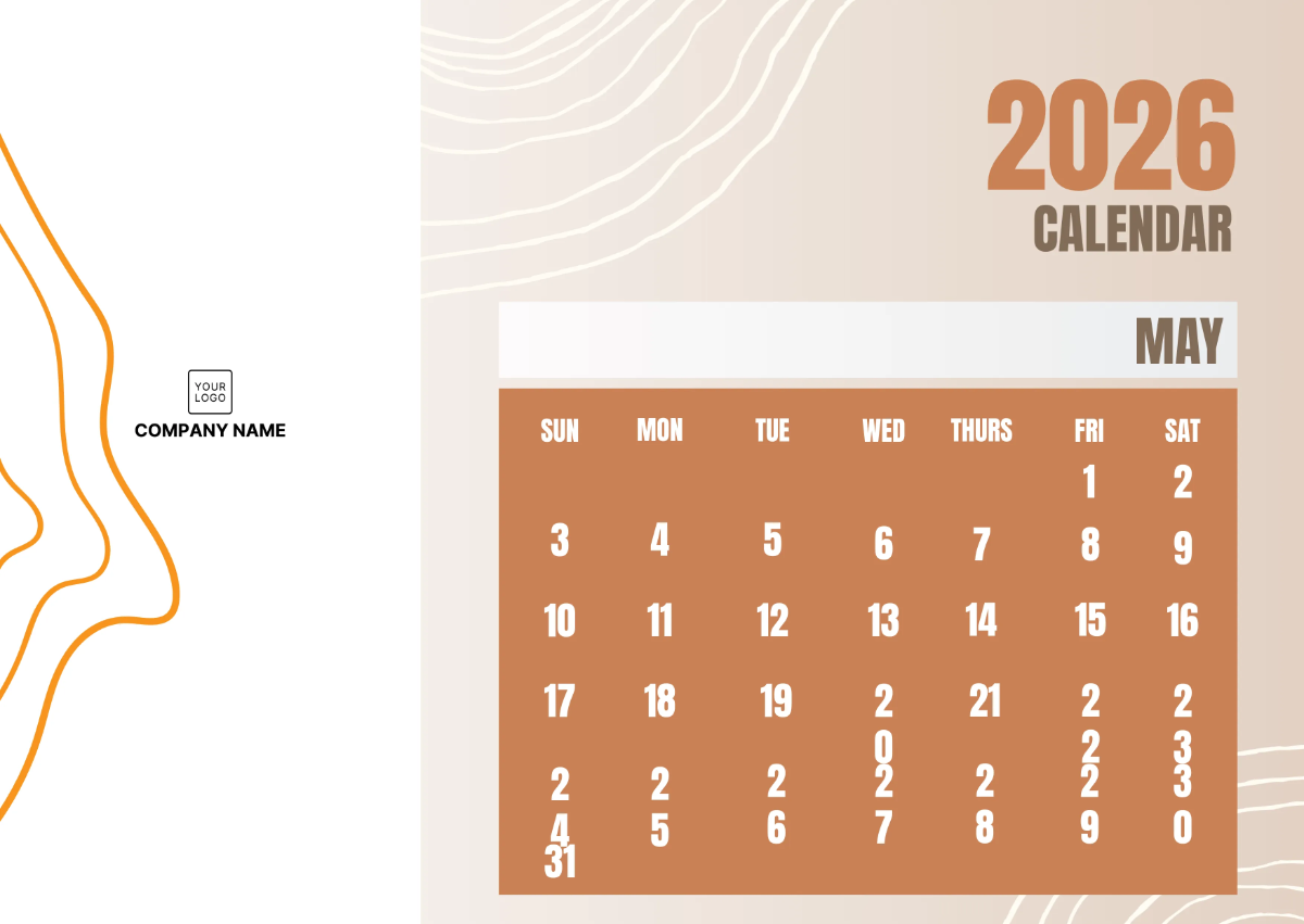 Free 2026 Monthly Calendar Template to Edit Online