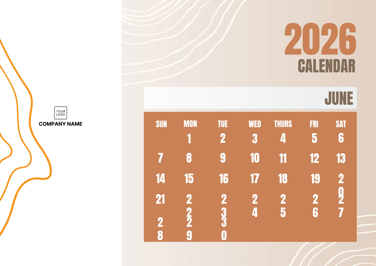 Free 2026 Monthly Calendar Template to Edit Online