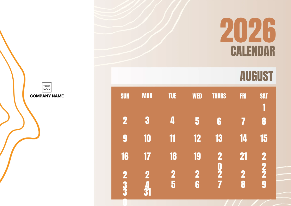 Free 2026 Monthly Calendar Template to Edit Online
