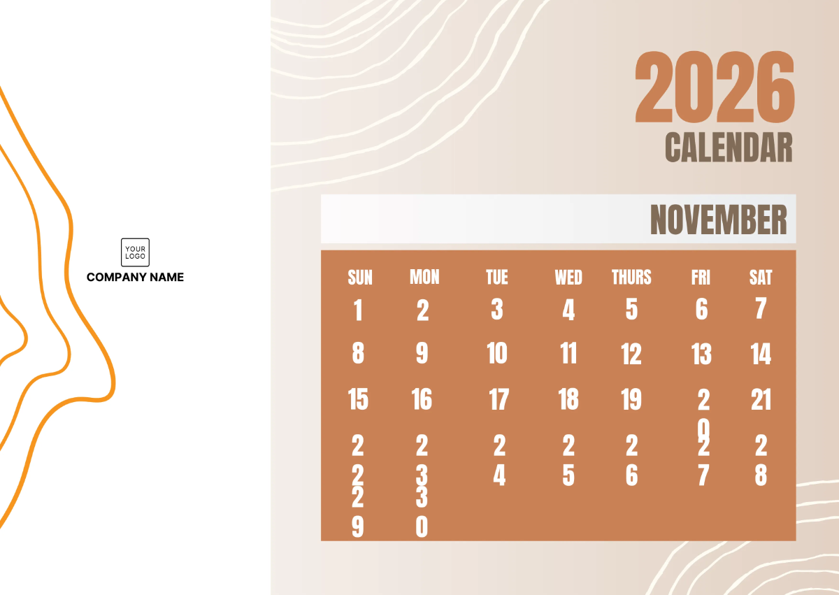 Free 2026 Monthly Calendar Template to Edit Online