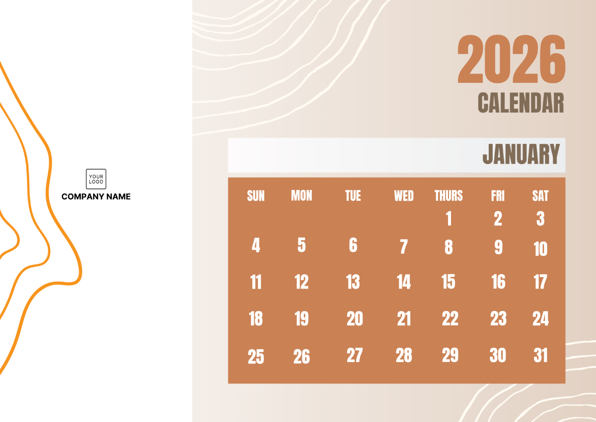 Free 2026 Monthly Calendar Template - Edit Online & Download