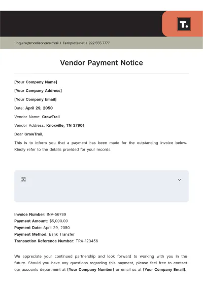 Free Vendor Payment Notice Template to Edit Online