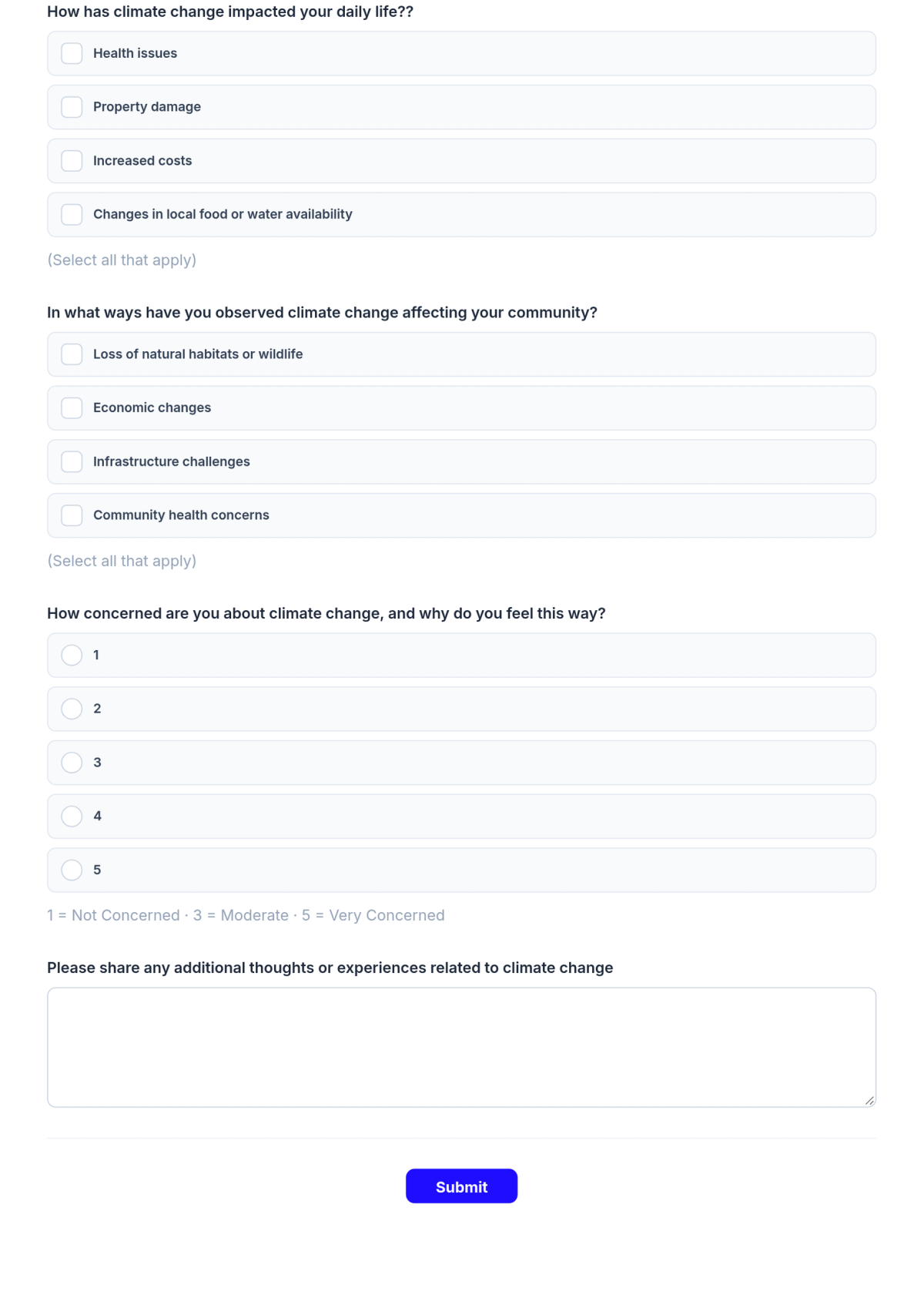 Free Climate Change Impact Assessment Form Template & AI Maker