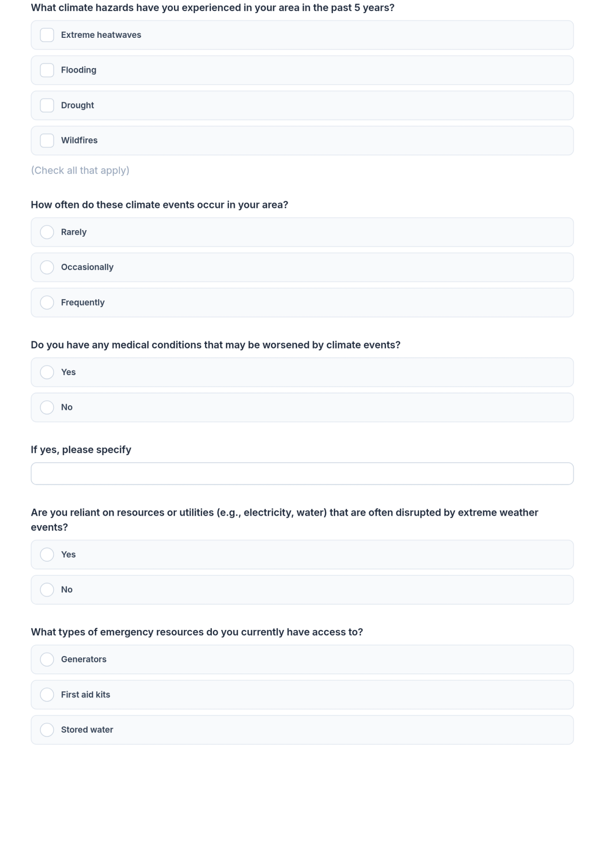 Free Climate Change Vulnerability Assessment Form Template & AI Maker