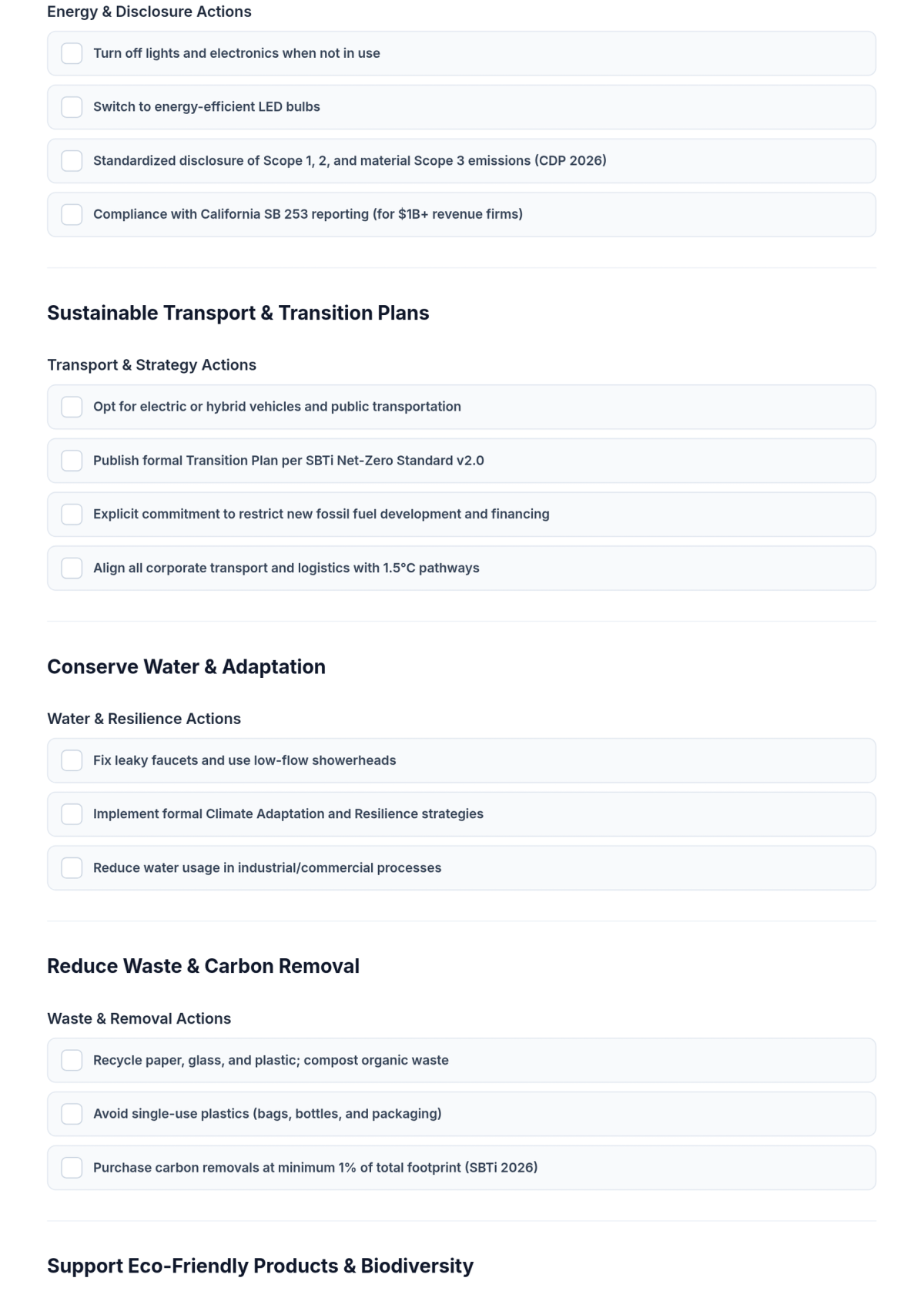 Free Climate Change Action Checklist Form Template & AI Maker