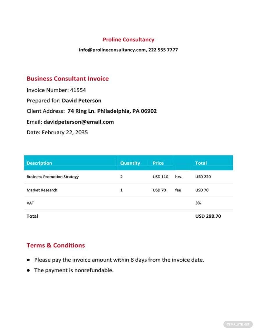 Business Consultant Invoice Template