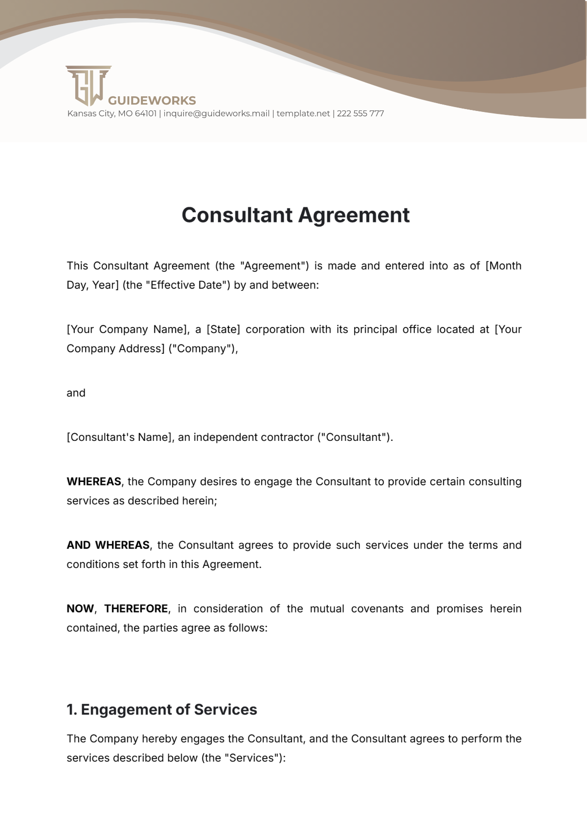 Free Consultant Agreement Template