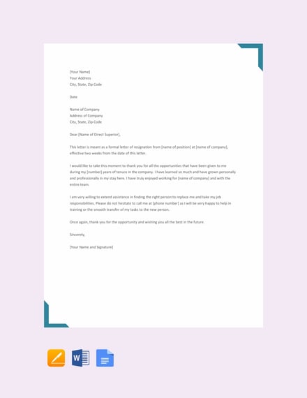 free two weeks notice letter 440x570 1