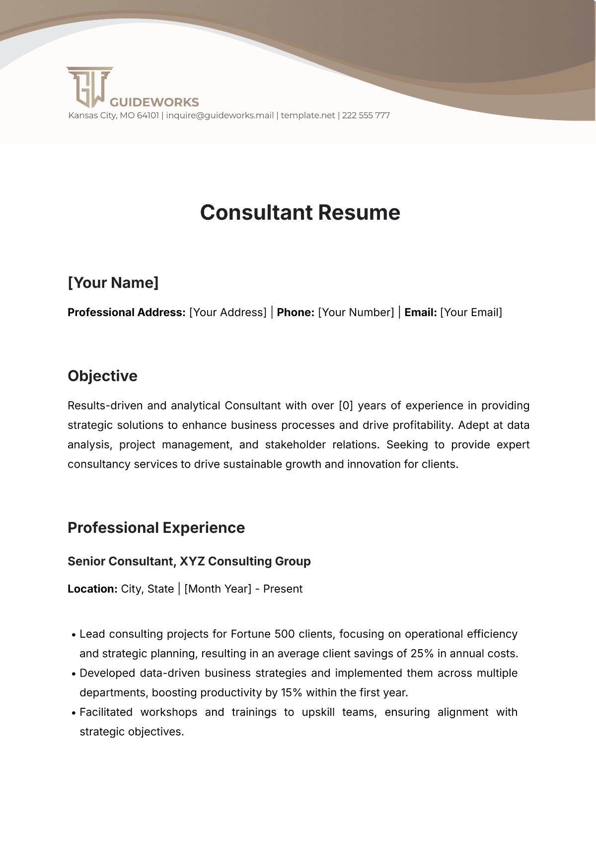 Free Consultant Resume Template