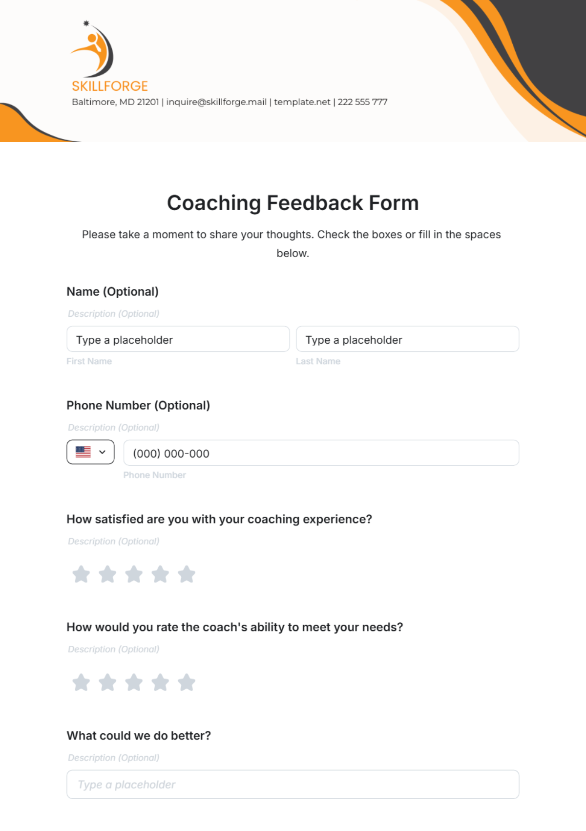 Free Coaching Feedback Form Template