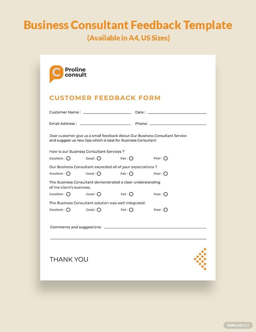 Business Consultant Feedback Form Template