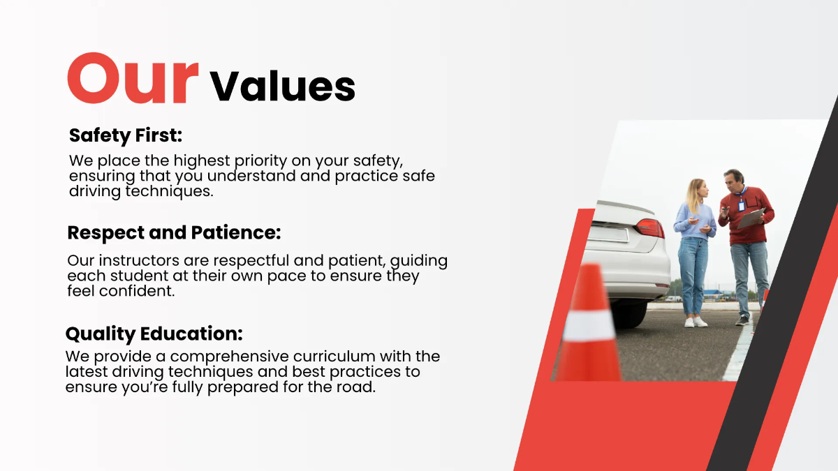 Free Driving School Presentation Template to Edit Online