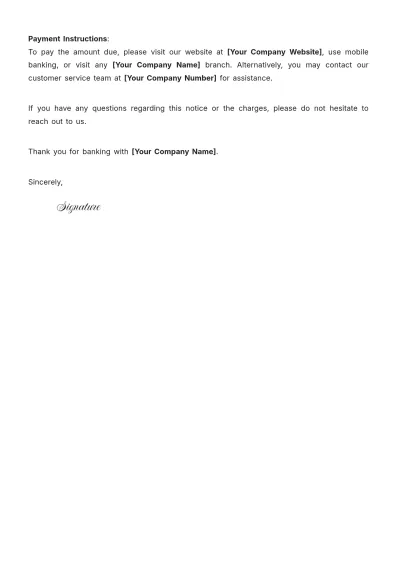 Free Bank Fee Payment Notice Template to Edit Online