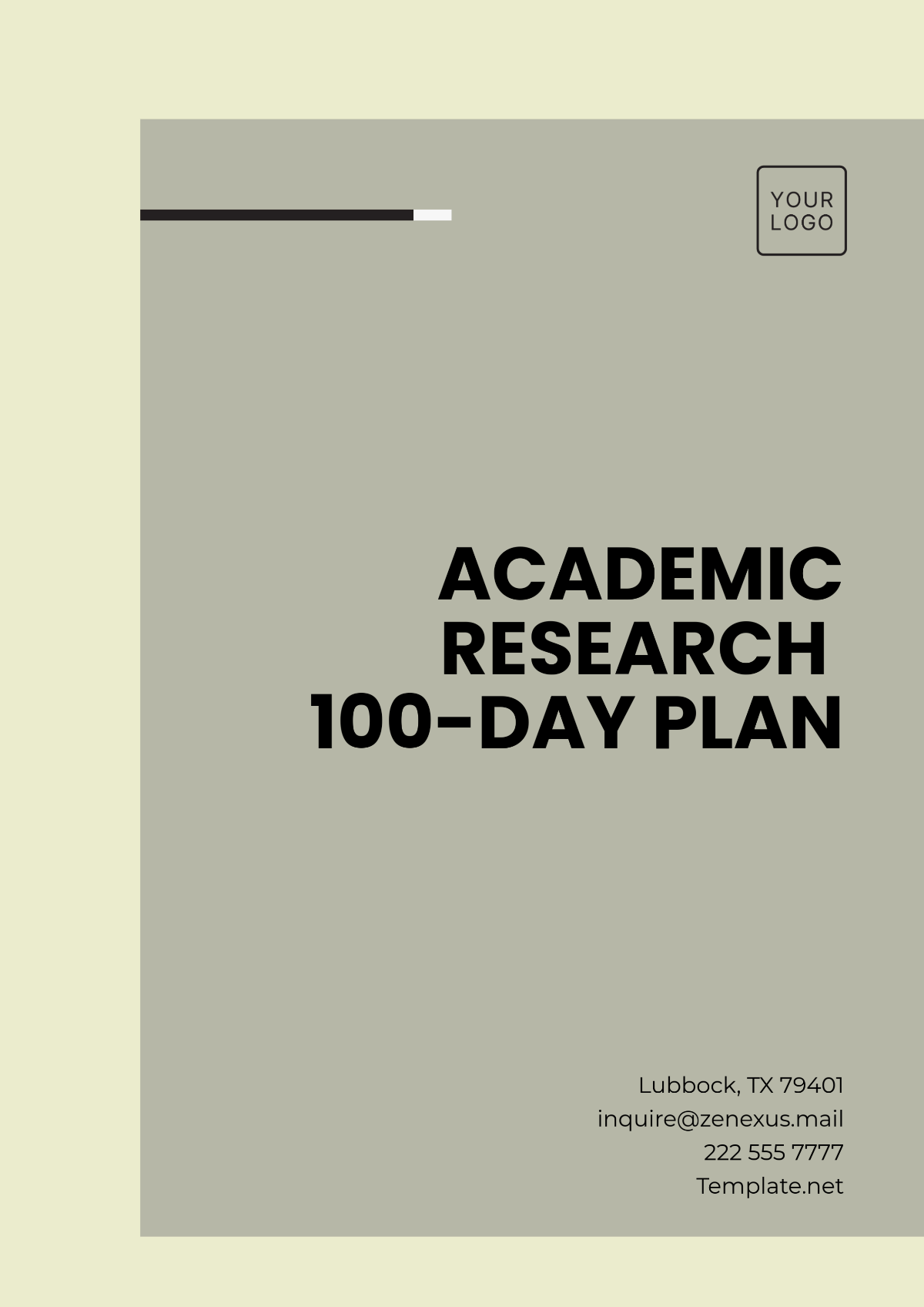 Academic Research 100-Day Plan Template - Edit Online & Download