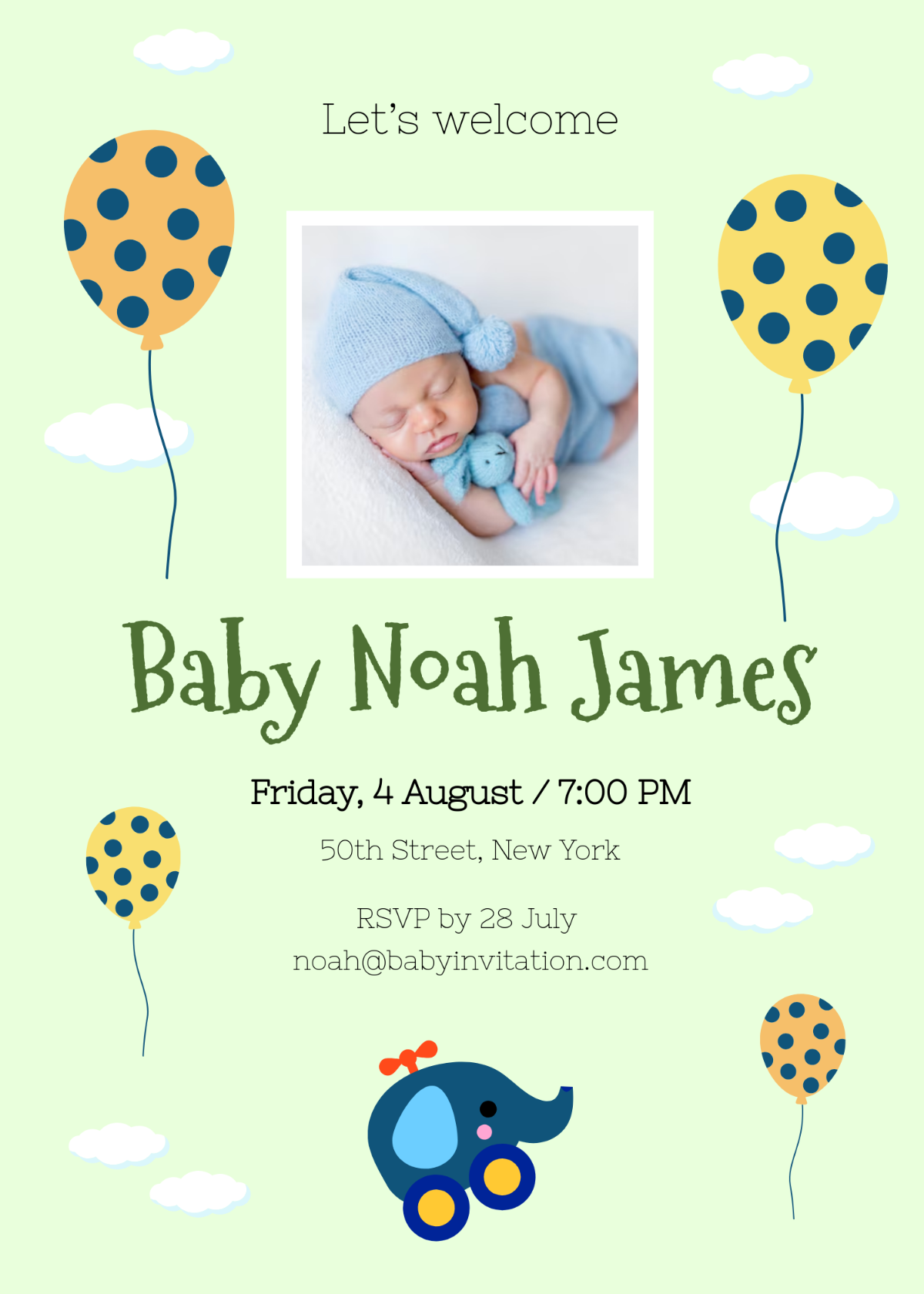 Free Modern Baby Invitation Template - Edit Online & Download