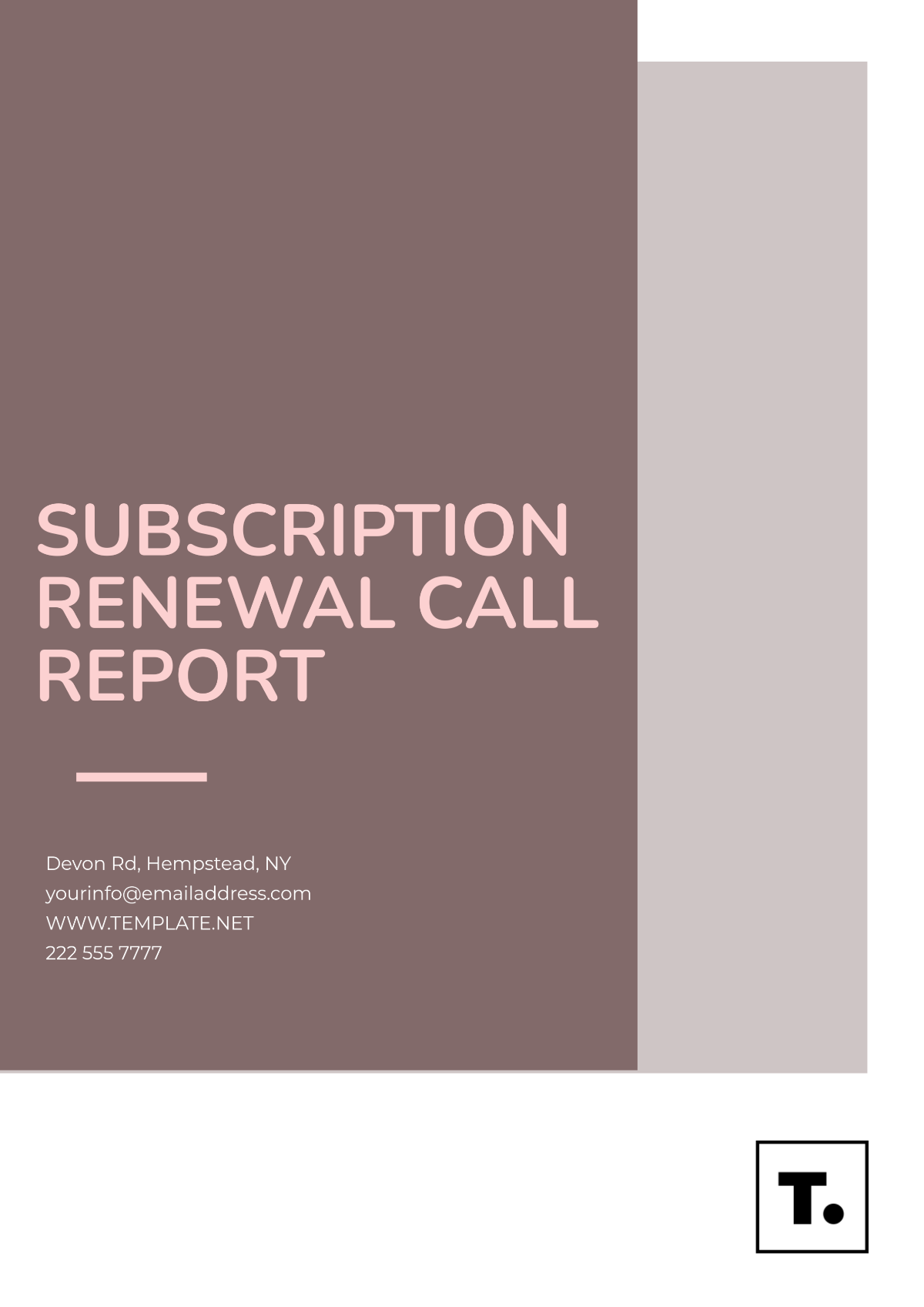 Free Subscription Renewal Call Report Template