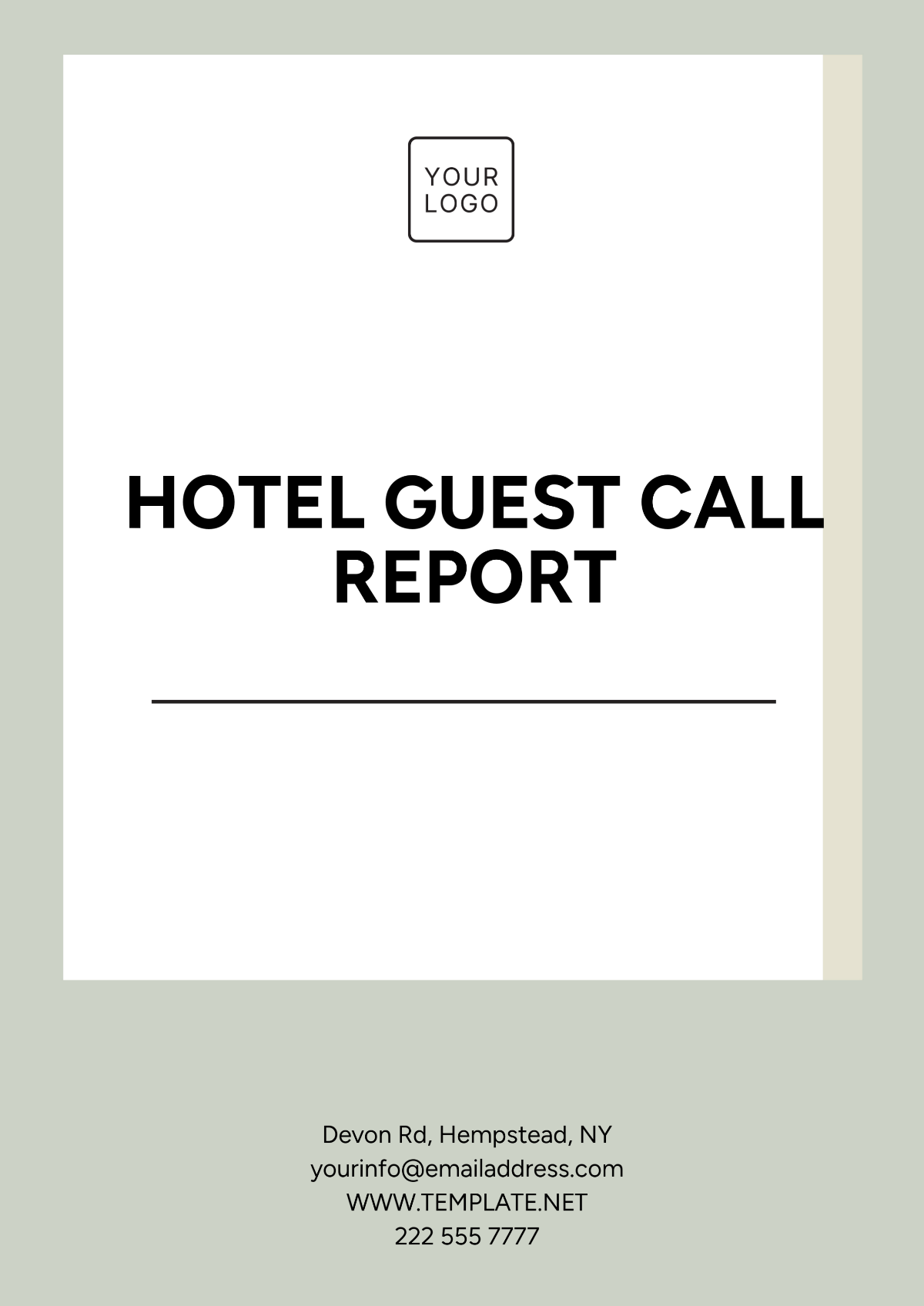 Free Hotel Guest Call Report Template