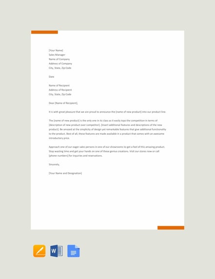 Free Sales Letter Sample For New Product Template Download 1440