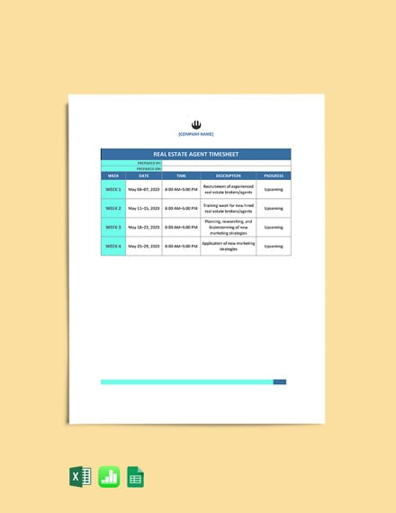 Monthly Real Estate Timesheet cover