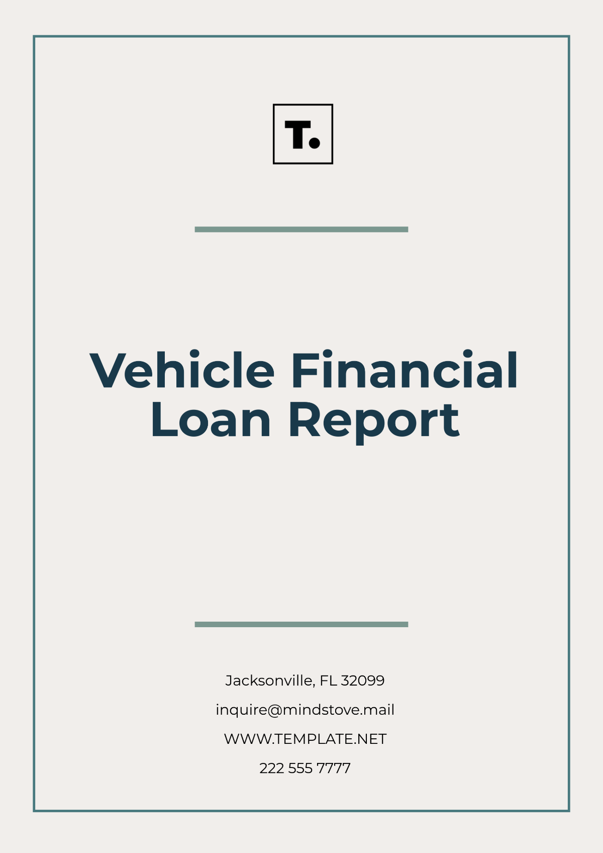 Free Vehicle Financial Loan Report Template