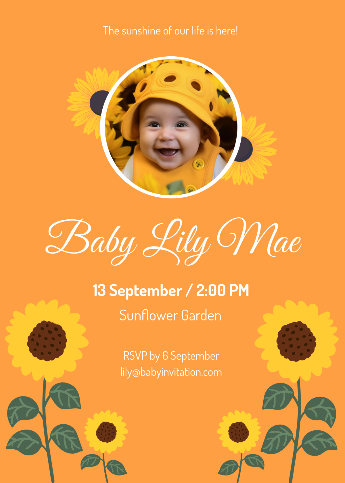 Free Sunflower Baby Invitation Template - Edit Online & Download