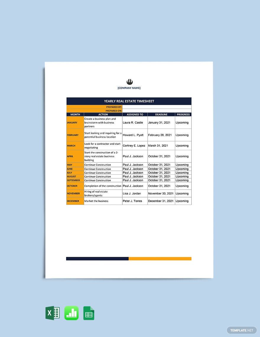 Yearly Real Estate Timesheet Template Download In Word Google Docs Yearly Real Estate Timesheet Template Download In Word Google Docs